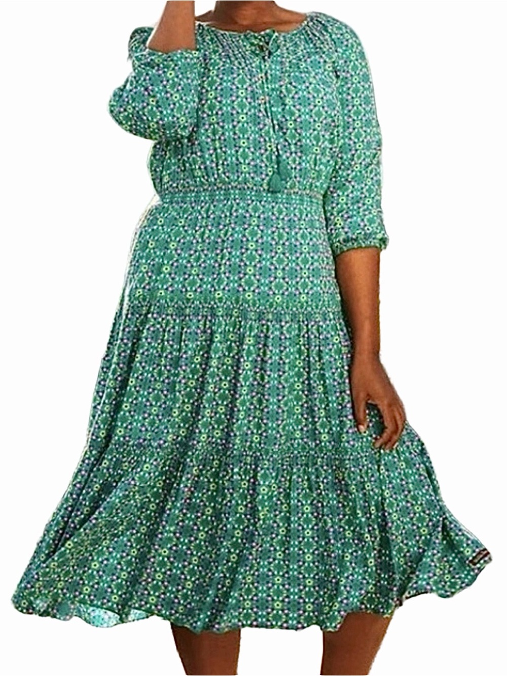 Matilda Jane green Floral Tiered Midi Dress